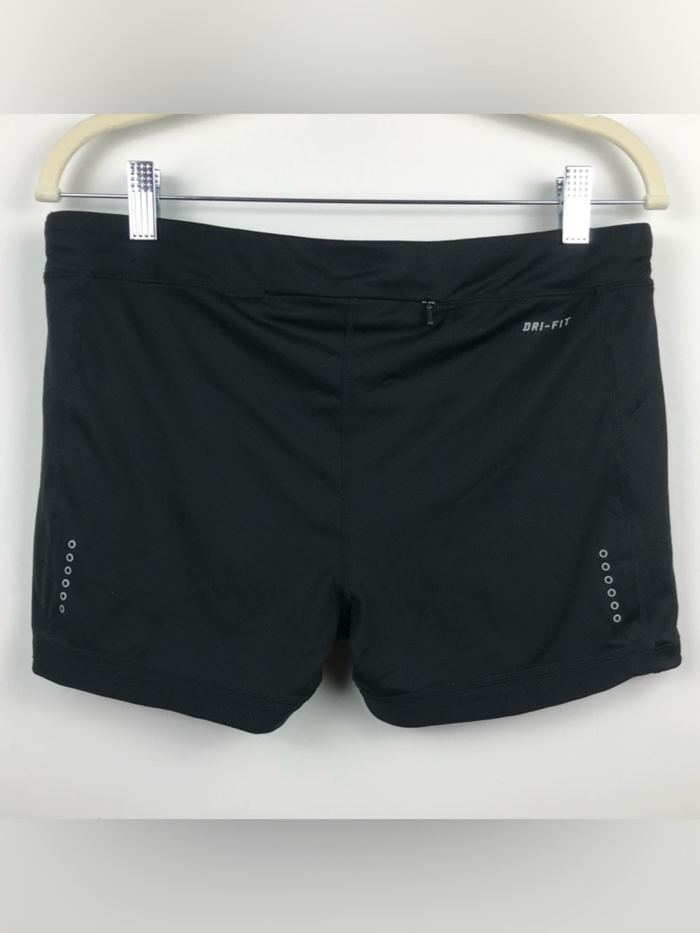 Nike Dri Fit Black Fitted Active Shorts Size L Zip Pocket - Picture 3 of 14